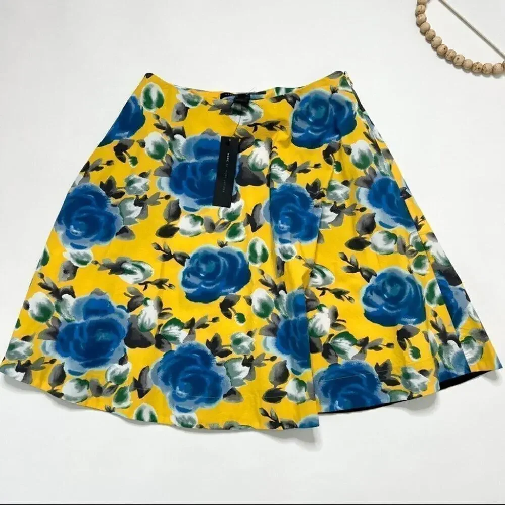 Marc by Marc Jacobs Yellow Floral Rose Skirt SZ 4 NWT